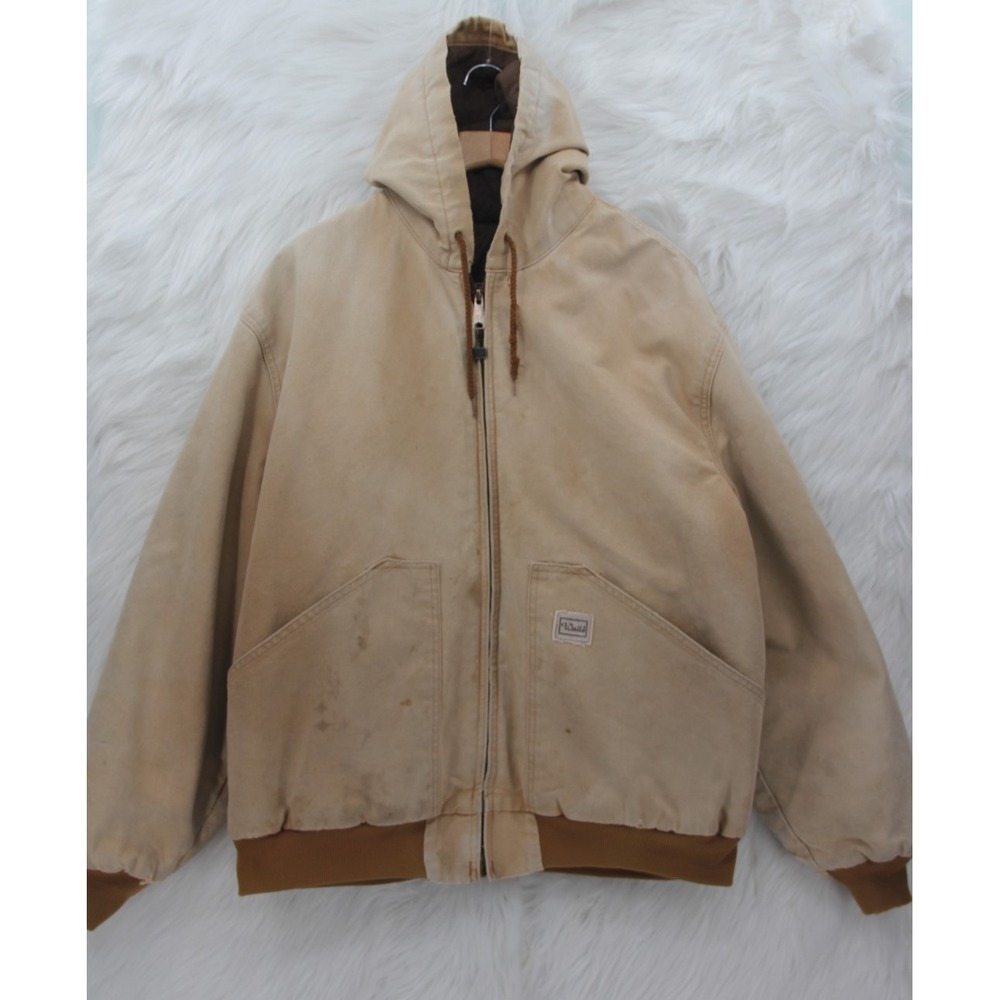 Walls Canvas Work Jacket Mens XXL Hooded Coat Quilted Blizzard Pruf Farm Worn